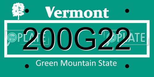 200G22 Vermont License Plate
