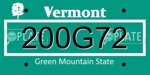 200G72 Vermont License Plate