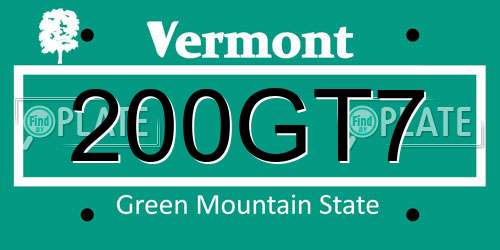 200GT7 Vermont License Plate