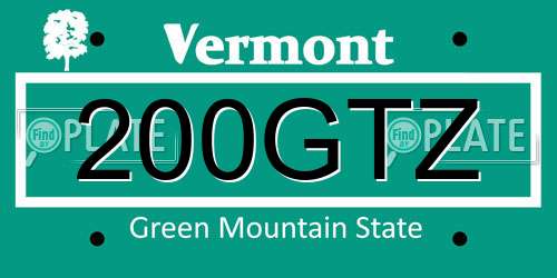 200GTZ Vermont License Plate