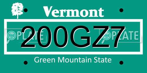 200GZ7 Vermont License Plate