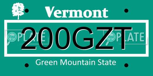 200GZT Vermont License Plate