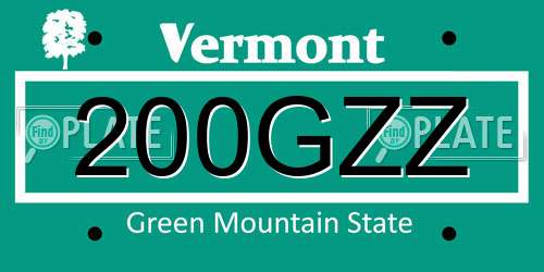 200GZZ Vermont License Plate