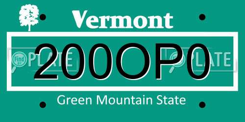 200OP0 Vermont License Plate