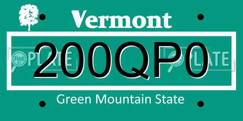 200QP0 Vermont License Plate