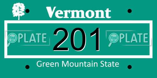 201 Vermont License Plate
