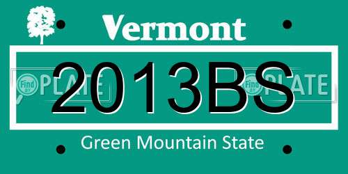 2013BS Vermont License Plate