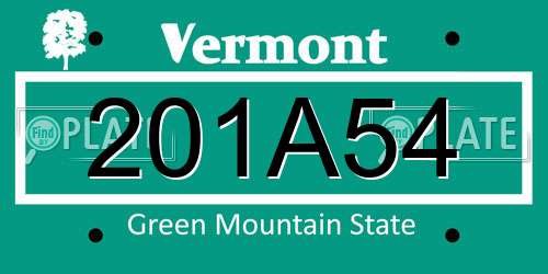201A54 Vermont License Plate