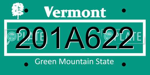 201A622 Vermont License Plate