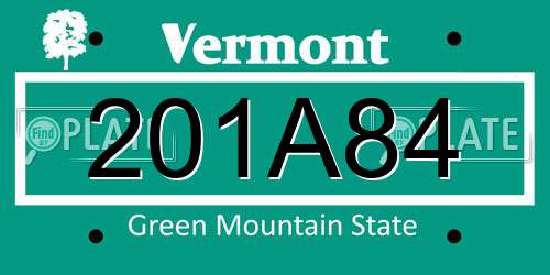 201A84 Vermont License Plate