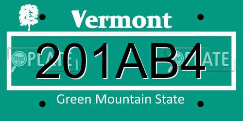 201AB4 Vermont License Plate