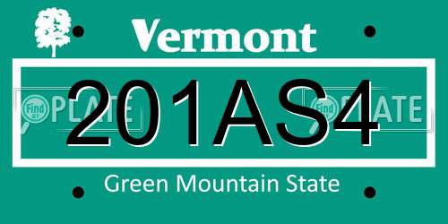 201AS4 Vermont License Plate