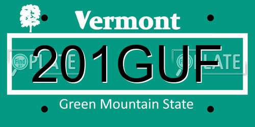 201GUF Vermont License Plate