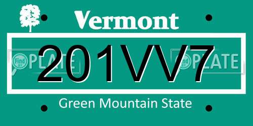 201VV7 Vermont License Plate