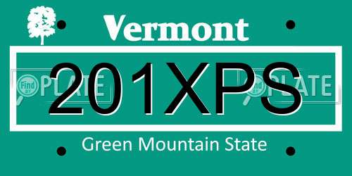 201XPS Vermont License Plate