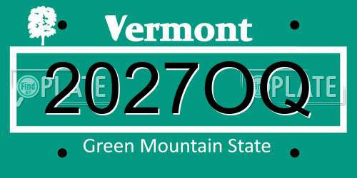 2027OQ Vermont License Plate