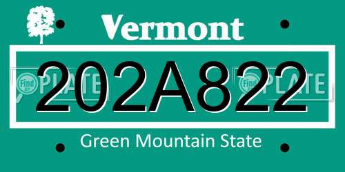 202A822 Vermont License Plate