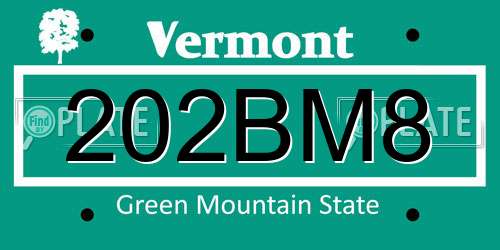 202BM8 Vermont License Plate