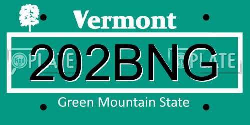 202BNG Vermont License Plate