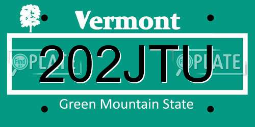 202JTU Vermont License Plate