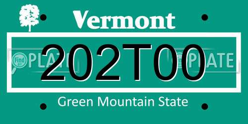 202T00 Vermont License Plate