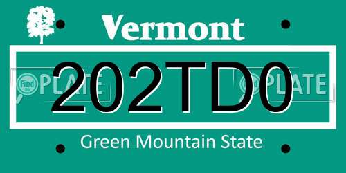 202TD0 Vermont License Plate