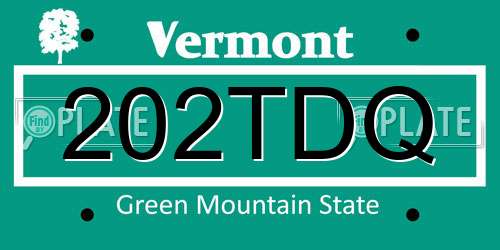202TDQ Vermont License Plate