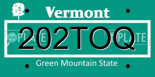202TOQ Vermont License Plate