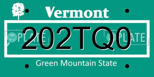 202TQ0 Vermont License Plate