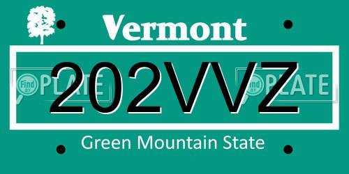 202VVZ Vermont License Plate