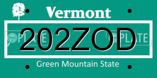 202ZOD Vermont License Plate