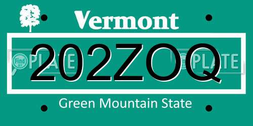 202ZOQ Vermont License Plate