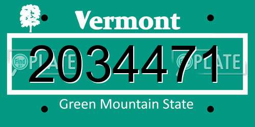 2034471 Vermont License Plate