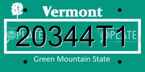 20344T1 Vermont License Plate