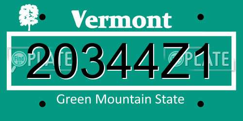 20344Z1 Vermont License Plate