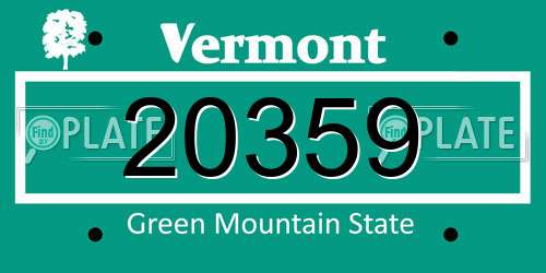 20359 Vermont License Plate
