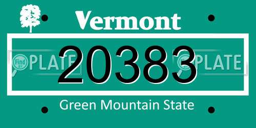 20383 Vermont License Plate