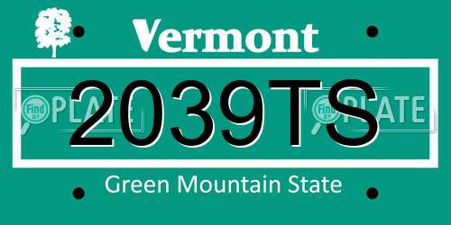 2039TS Vermont License Plate