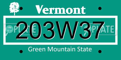 203W37 Vermont License Plate