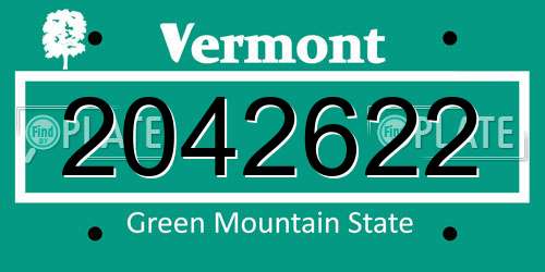 2042622 Vermont License Plate