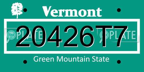 20426T7 Vermont License Plate