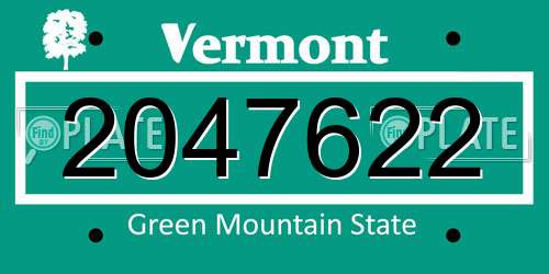 2047622 Vermont License Plate