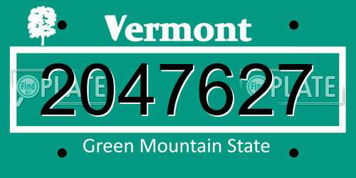 2047627 Vermont License Plate