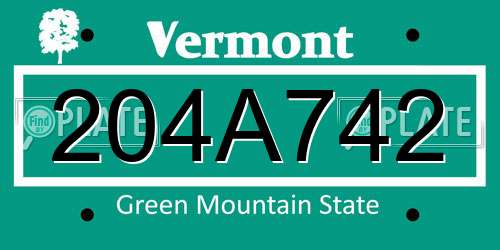 204A742 Vermont License Plate