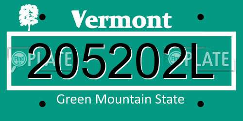 205202L Vermont License Plate