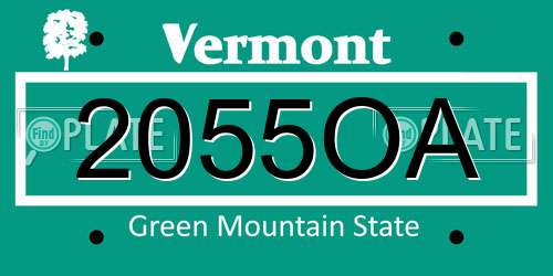 2055OA Vermont License Plate