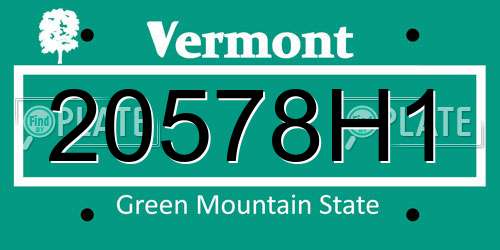 20578H1 Vermont License Plate