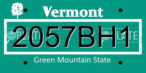 2057BH1 Vermont License Plate