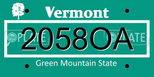 2058OA Vermont License Plate