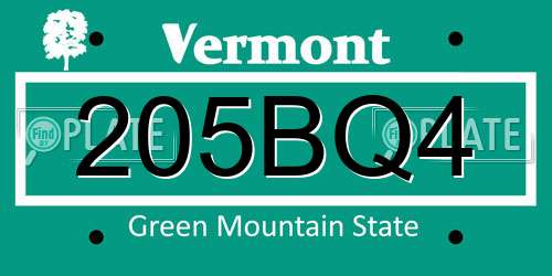 205BQ4 Vermont License Plate